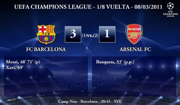 UEFA Champions League - 1/8 VUELTA - 08/03/2011 - FC Barcelona (3) vs. (1) Arsenal FC