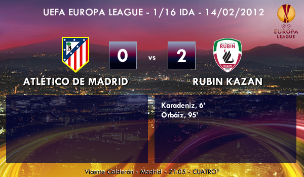 UEFA Europa League – 1/16 IDA – 14/02/2013 - Atlético de Madrid (0) vs. (2) Rubin Kazan