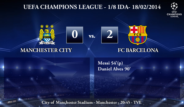UEFA Champions League – 1/8 IDA – 18/02/2013 – Manchester City (0) vs. (2) FC Barcelona